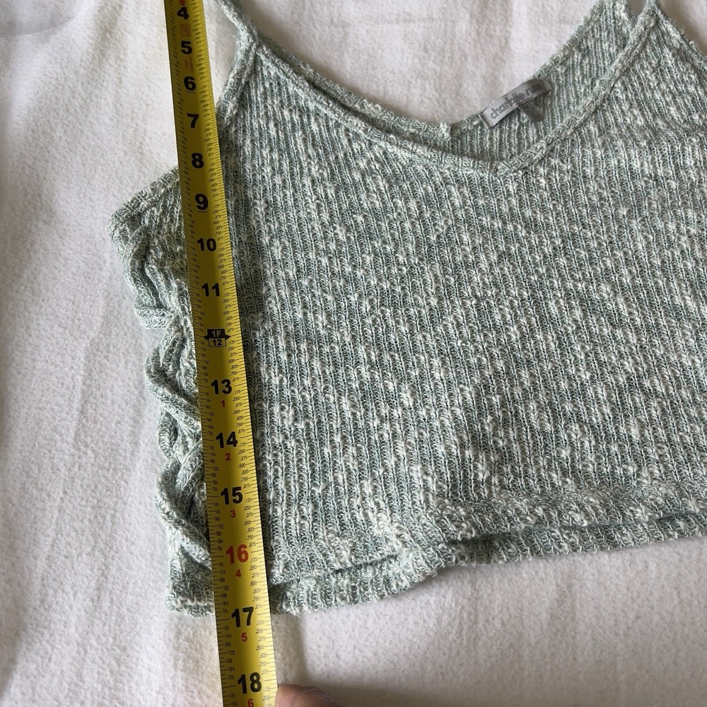 Vintage Charlotte Russe Green Knit Crop Cami Tank Top Side Lace Y2K Fairycore M - Picture 7 of 8